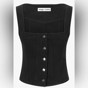 Wrangler + STAUD Black Trucker Denim Top